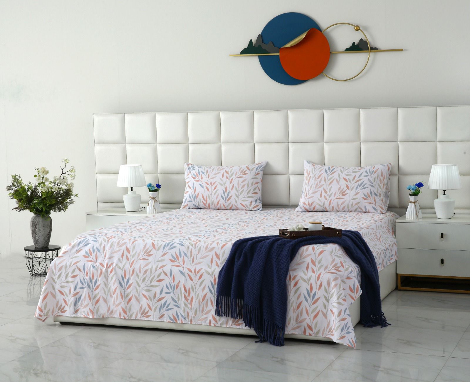 3 PCs Double Bed Sheet With Same Packing- DB286 Bed Sheets Apricot