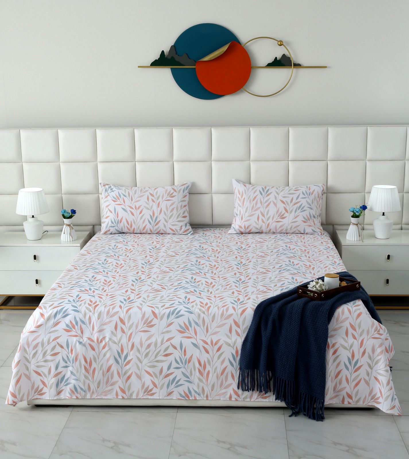 3 PCs Double Bed Sheet With Same Packing- DB286 Bed Sheets Apricot