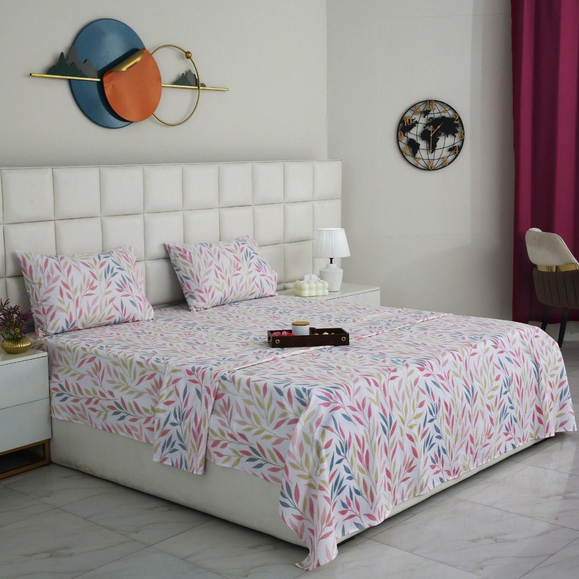 3 PCs Double Bed Sheet With Same Packing- DB284 Bed Sheets Apricot