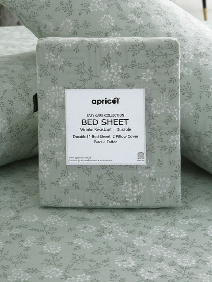 3 PCs Double Bed Sheet With Same Packing- Moroccan Mint Bed Sheets Apricot