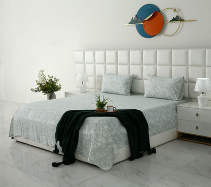 3 PCs Double Bed Sheet With Same Packing- Moroccan Mint Bed Sheets Apricot