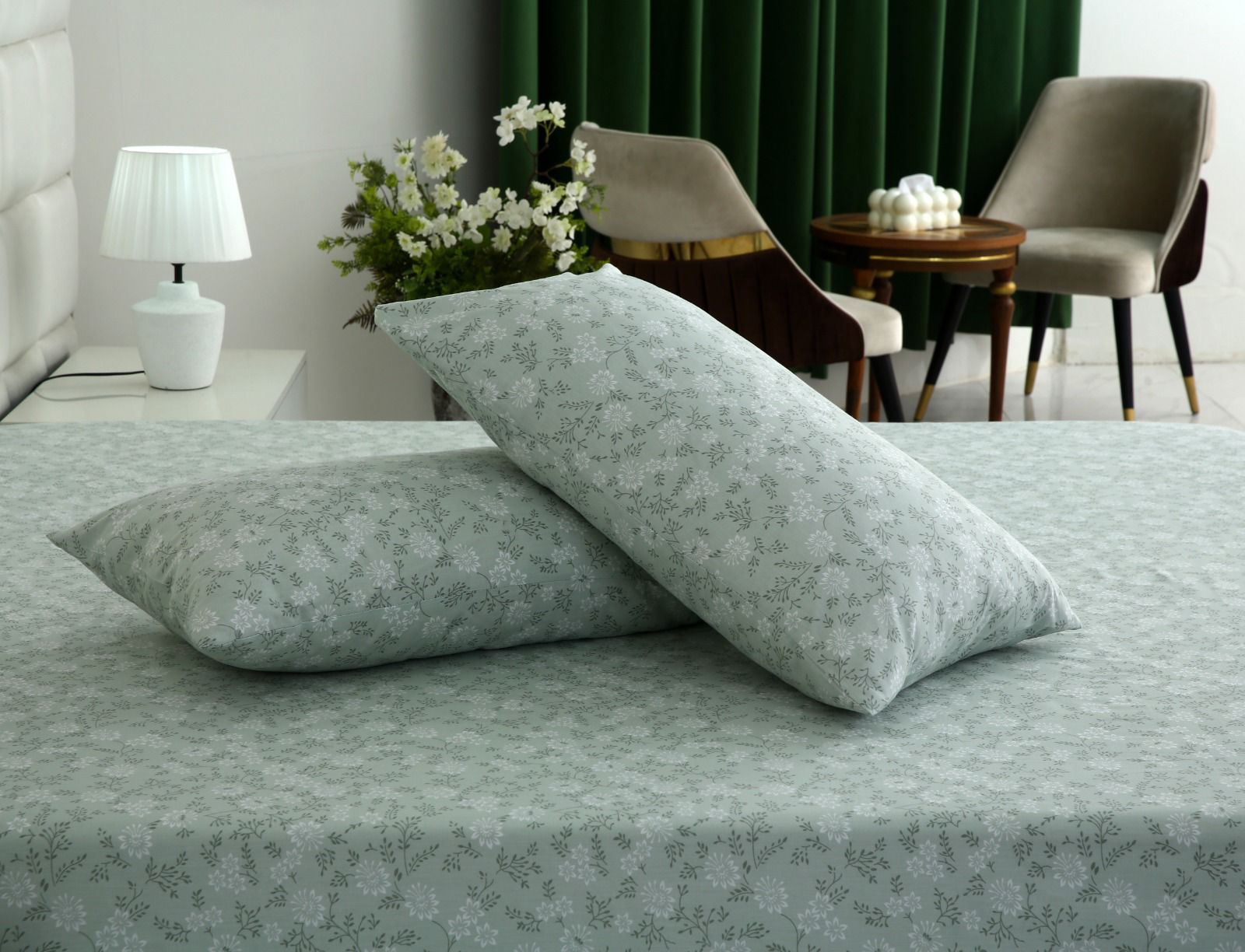 3 PCs Double Bed Sheet With Same Packing- Moroccan Mint Bed Sheets Apricot