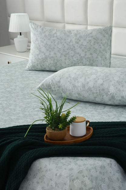 3 PCs Double Bed Sheet With Same Packing- Moroccan Mint Bed Sheets Apricot