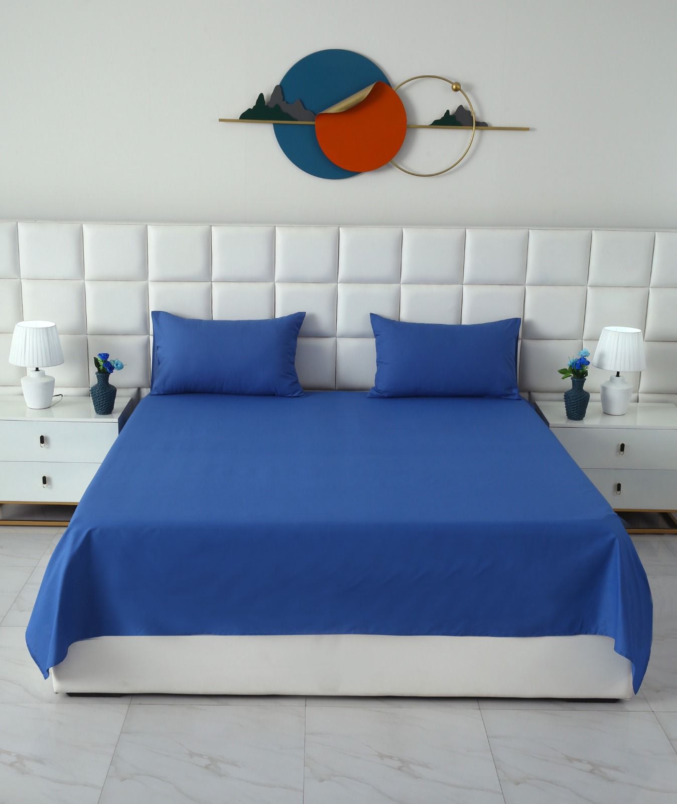 3 PCs Double Bed Sheet With Same Packing- Aqua Bed Sheets Apricot