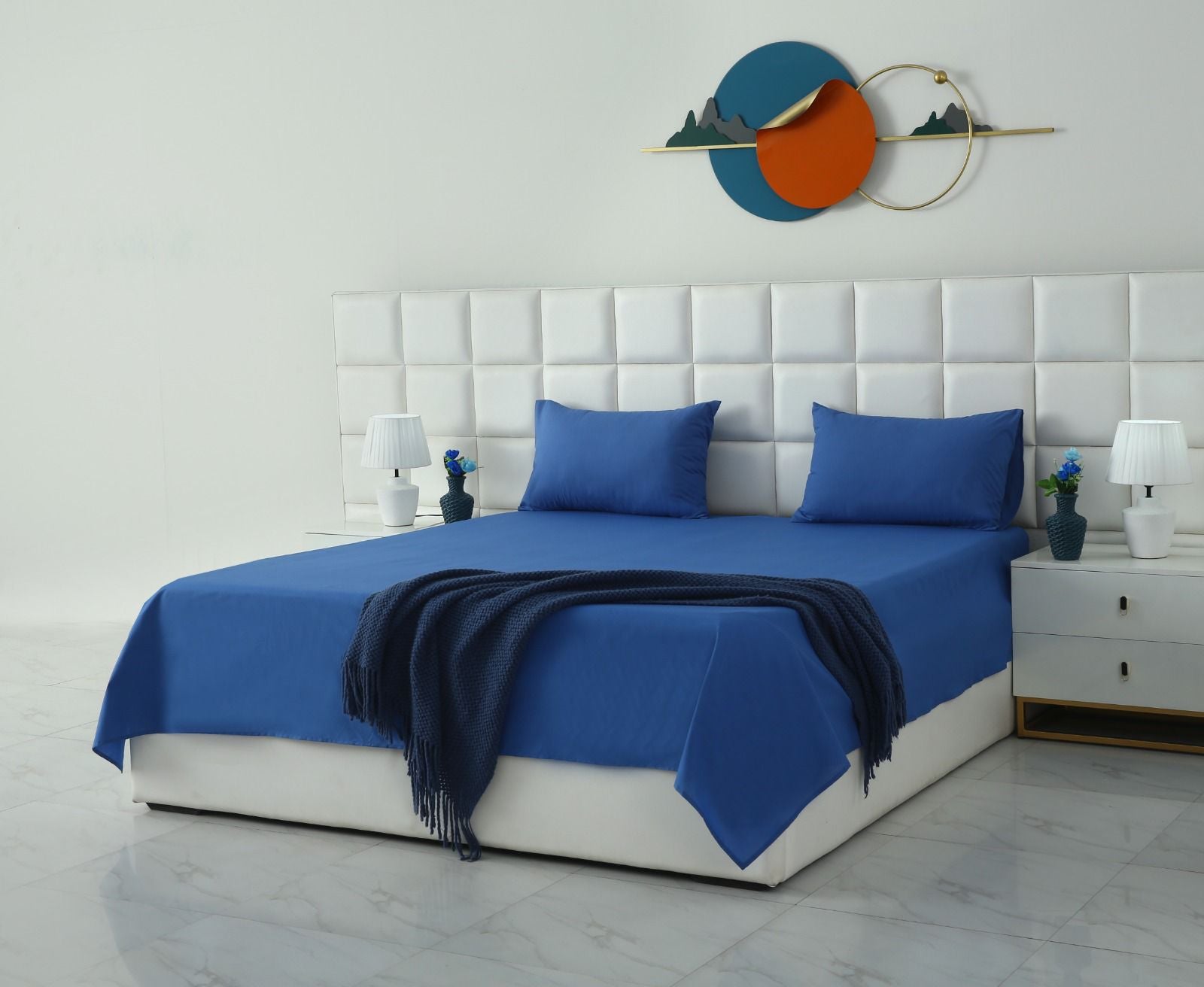 3 PCs Double Bed Sheet With Same Packing- Aqua Bed Sheets Apricot