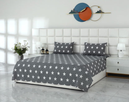 3 PCs Double Bed Sheet With Same Packing- Stars Bed Sheets Apricot