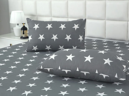3 PCs Double Bed Sheet With Same Packing- Stars Bed Sheets Apricot