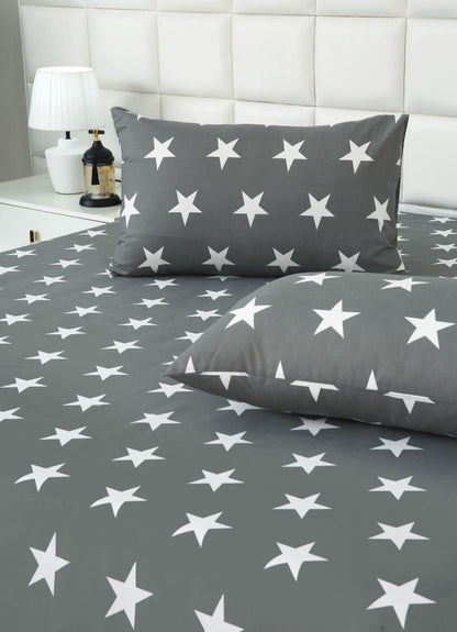 3 PCs Double Bed Sheet With Same Packing- Stars Bed Sheets Apricot