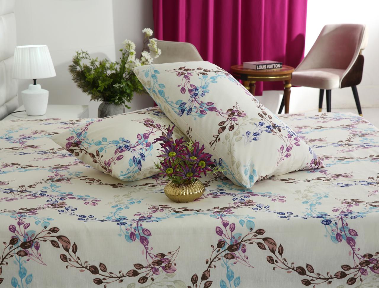 3 PCs Double Bed Sheet With Same Packing- DB285 Bed Sheets Apricot