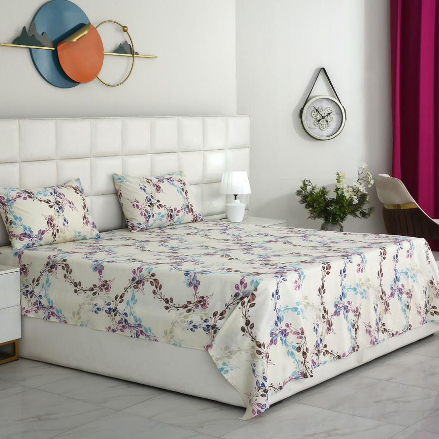3 PCs Double Bed Sheet With Same Packing- DB285 Bed Sheets Apricot