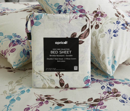3 PCs Double Bed Sheet With Same Packing- DB285 Bed Sheets Apricot