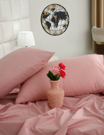 3 PCs Double Bed Sheet- Rose Bed Sheets Apricot