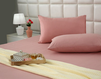 3 PCs Double Bed Sheet- Rose Bed Sheets Apricot