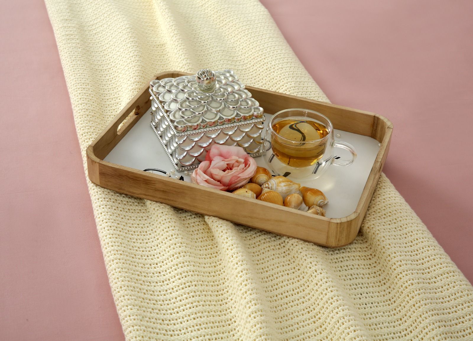 3 PCs Double Bed Sheet- Rose Bed Sheets Apricot