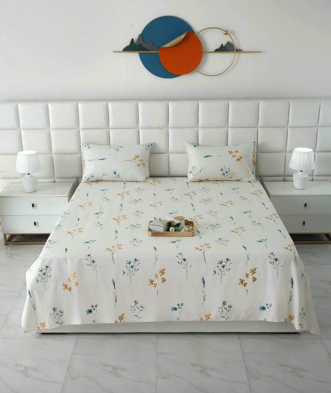 3 PCs Double Bed Sheet With Same Packing-DB-279 Bed Sheets Apricot