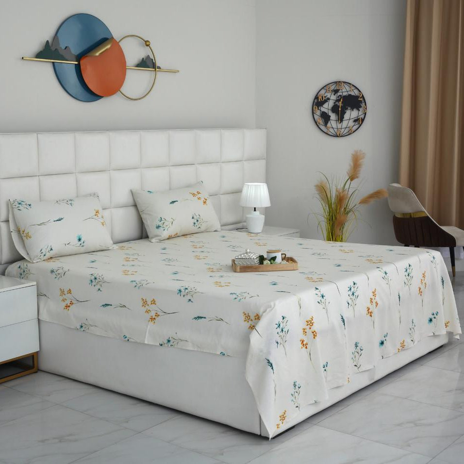 3 PCs Double Bed Sheet With Same Packing-DB-279 Bed Sheets Apricot