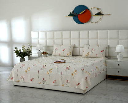 3 PCs Double Bed Sheet With Same Packing- DB281 Bed Sheets Apricot