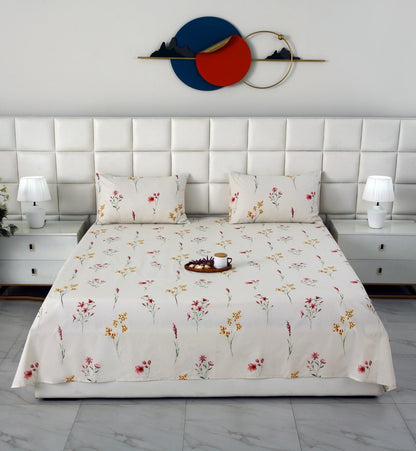 3 PCs Double Bed Sheet With Same Packing- DB281 Bed Sheets Apricot