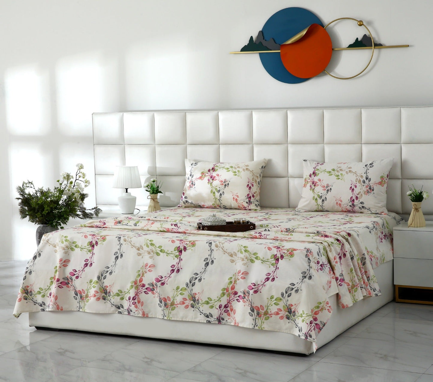 3 PCs Double Bed Sheet With Same Packing- DB282 Bed Sheets Apricot