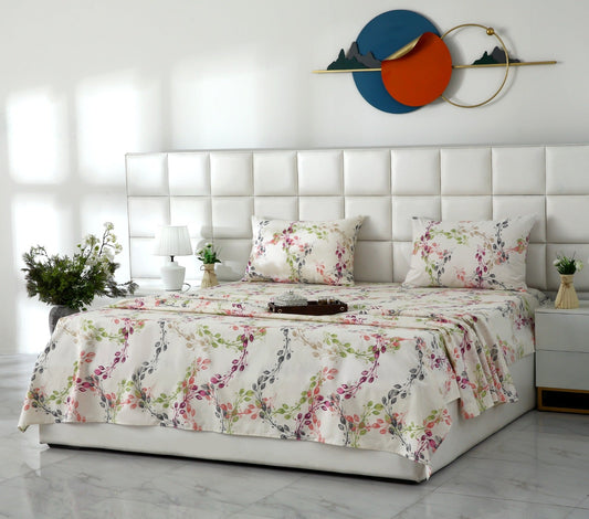 3 PCs Double Bed Sheet With Same Packing- DB282 Bed Sheets Apricot