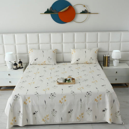 3 PCs Double Bed Sheet With Same Packing- DB283 Bed Sheets Apricot