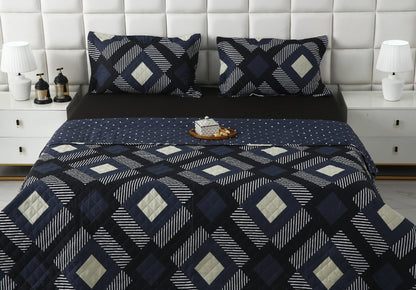 6 PCs Bed Spread Set- Black Art Bed Spread Apricot