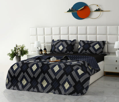 6 PCs Bed Spread Set- Black Art Bed Spread Apricot