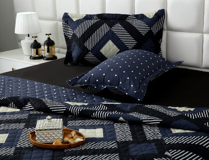 6 PCs Bed Spread Set- Black Art Bed Spread Apricot