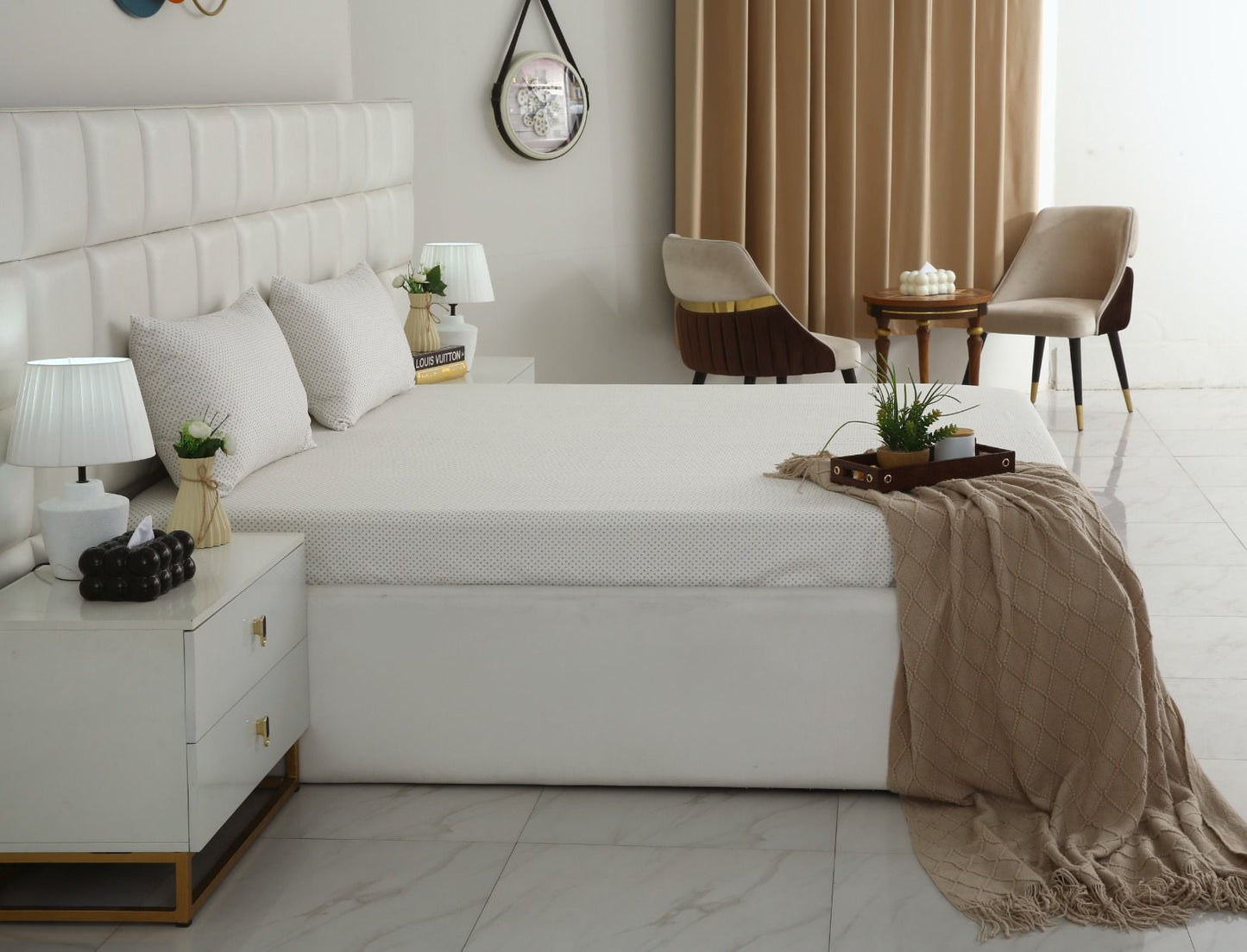 Fitted Bed Sheet- FT0029 Fitted Sheets Apricot