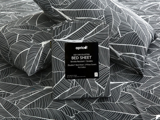 3 PCs Double Bed Sheet With Same Packing- Ash Petals Bed Sheets Apricot