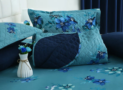 6 PCs Bed Spread Set- Azure Bloom Bed Spread Apricot