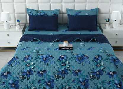6 PCs Bed Spread Set- Azure Bloom Bed Spread Apricot