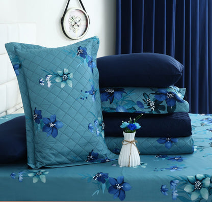 6 PCs Bed Spread Set- Azure Bloom Bed Spread Apricot
