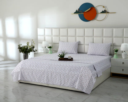 3 PCs Double Bed Sheet With Same Packing- Multi Polka Bed Sheets Apricot