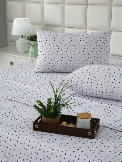 3 PCs Double Bed Sheet With Same Packing- Multi Polka Bed Sheets Apricot