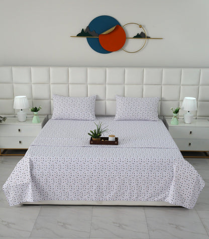 3 PCs Double Bed Sheet With Same Packing- Multi Polka Bed Sheets Apricot