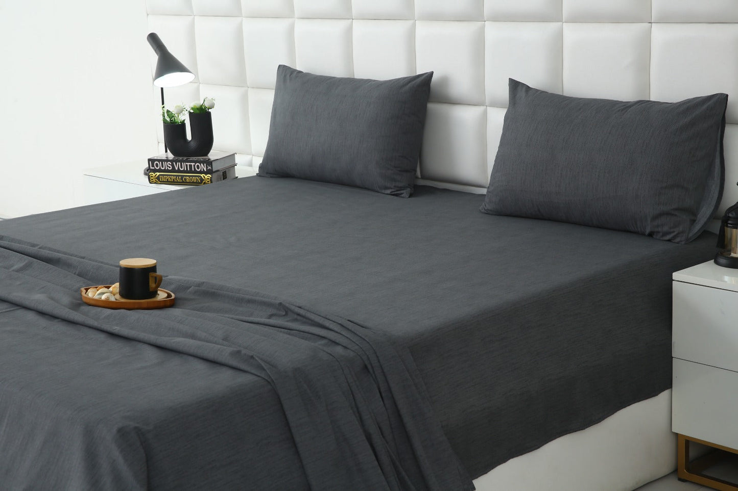 3 PCs Double Bed Sheet With Same Packing- Moss Whisper Bed Sheets Apricot