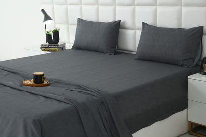 3 PCs Double Bed Sheet With Same Packing- Moss Whisper Bed Sheets Apricot
