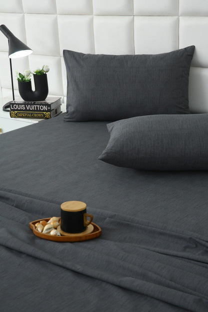 3 PCs Double Bed Sheet With Same Packing- Moss Whisper Bed Sheets Apricot