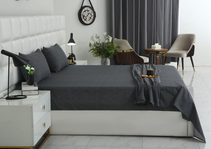 3 PCs Double Bed Sheet With Same Packing- Moss Whisper Bed Sheets Apricot