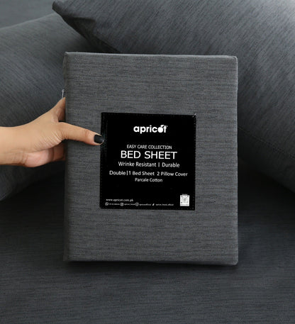 3 PCs Double Bed Sheet With Same Packing- Moss Whisper Bed Sheets Apricot