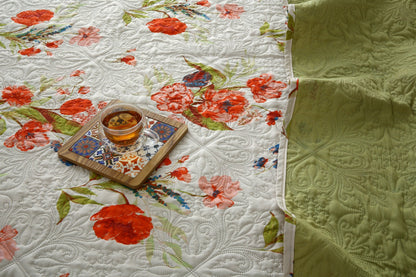 6 PCs Bed Spread Set- Cosmic Bloom Bed Spread Apricot
