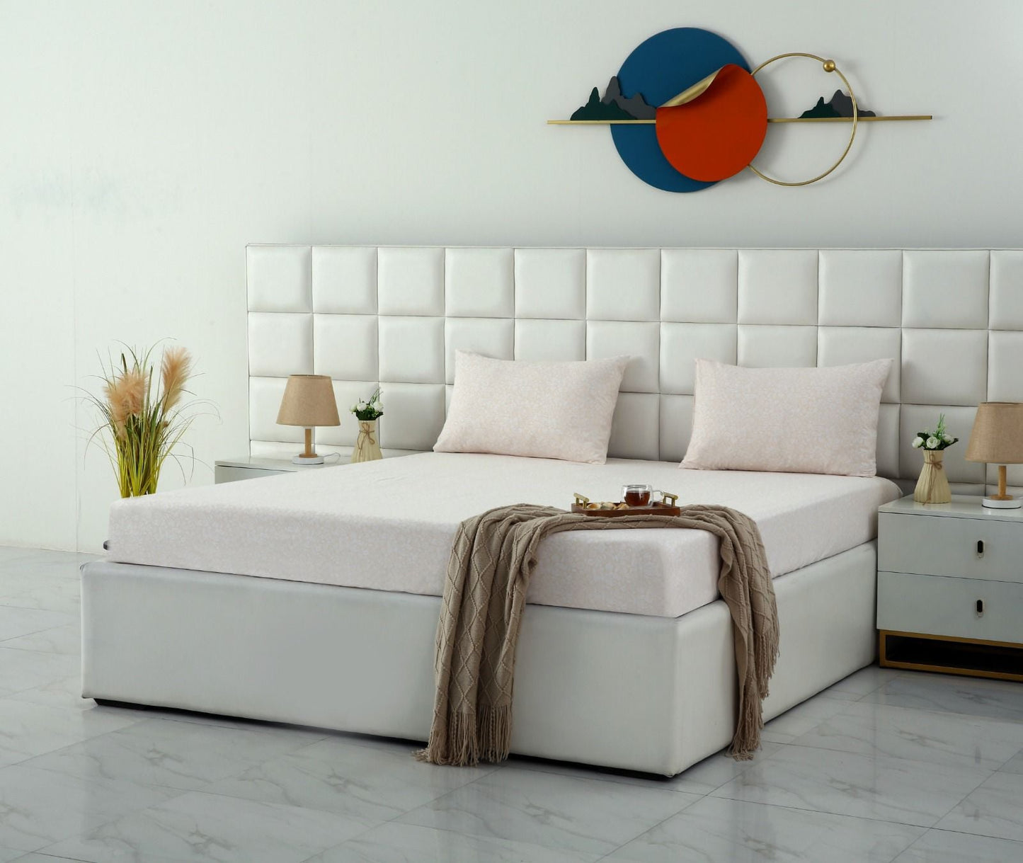 Fitted Bed Sheet- PFT008 Fitted Sheets Apricot