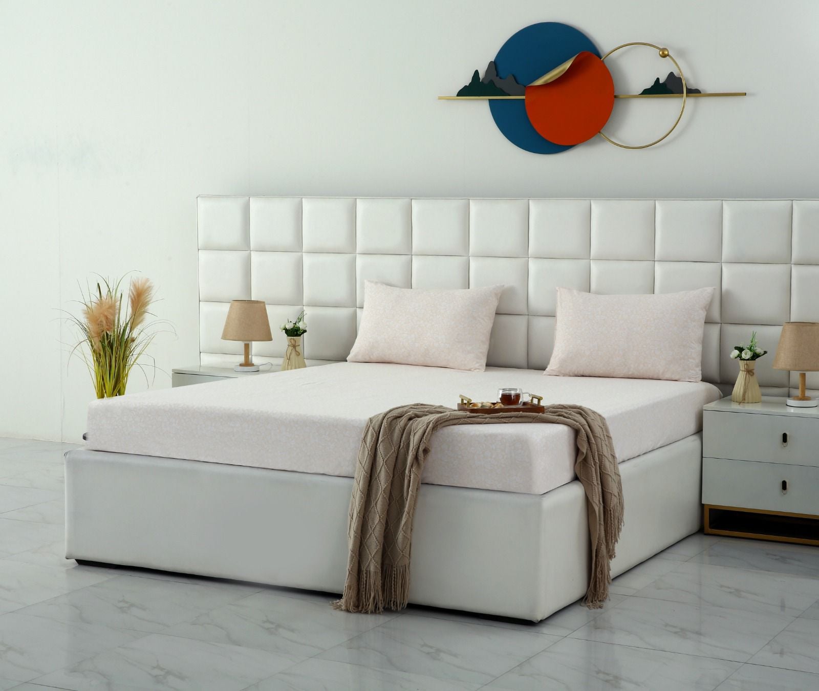 Fitted Bed Sheet- PFT008 Fitted Sheets Apricot