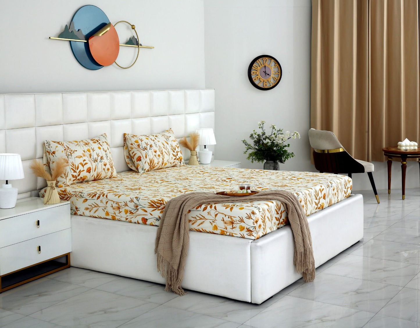 Fitted Bed Sheet- PFT007 Fitted Sheets Apricot