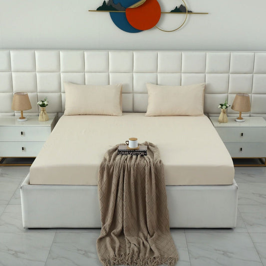Fitted Bed Sheet- PFT006 Fitted Sheets Apricot