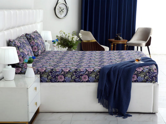 2Pcs Digital Percale Single Bed Sheet With Same Fabric Packing- PC004 single bed sheet Apricot