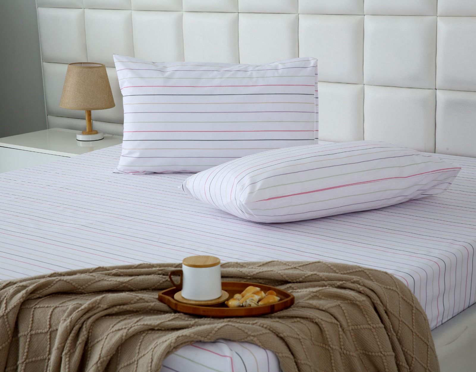 Fitted Bed Sheet- PFT011 Fitted Sheets Apricot