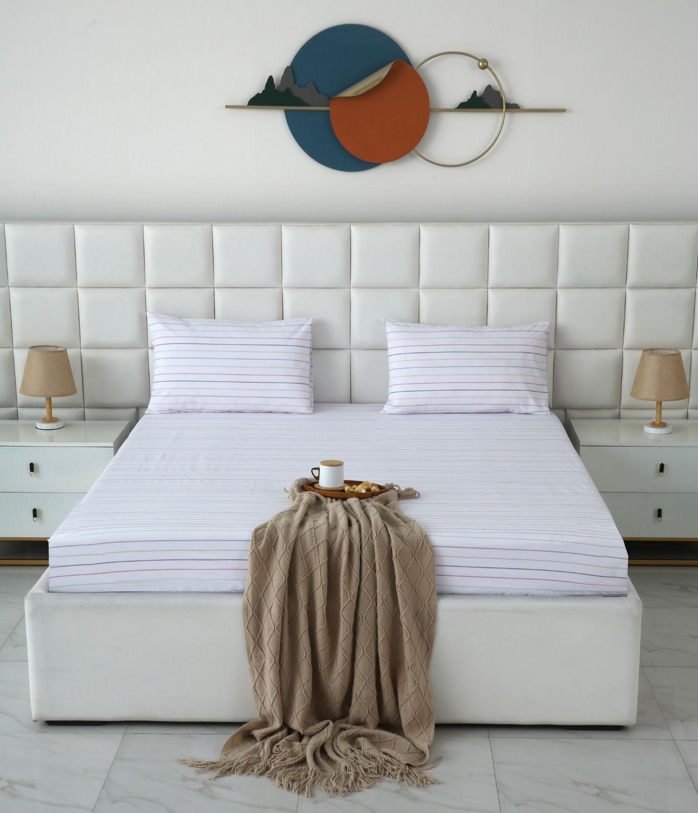 Fitted Bed Sheet- PFT011 Fitted Sheets Apricot