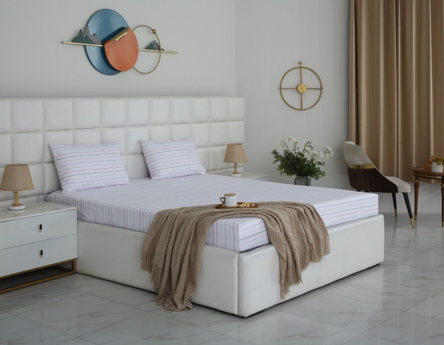 Fitted Bed Sheet- PFT011 Fitted Sheets Apricot